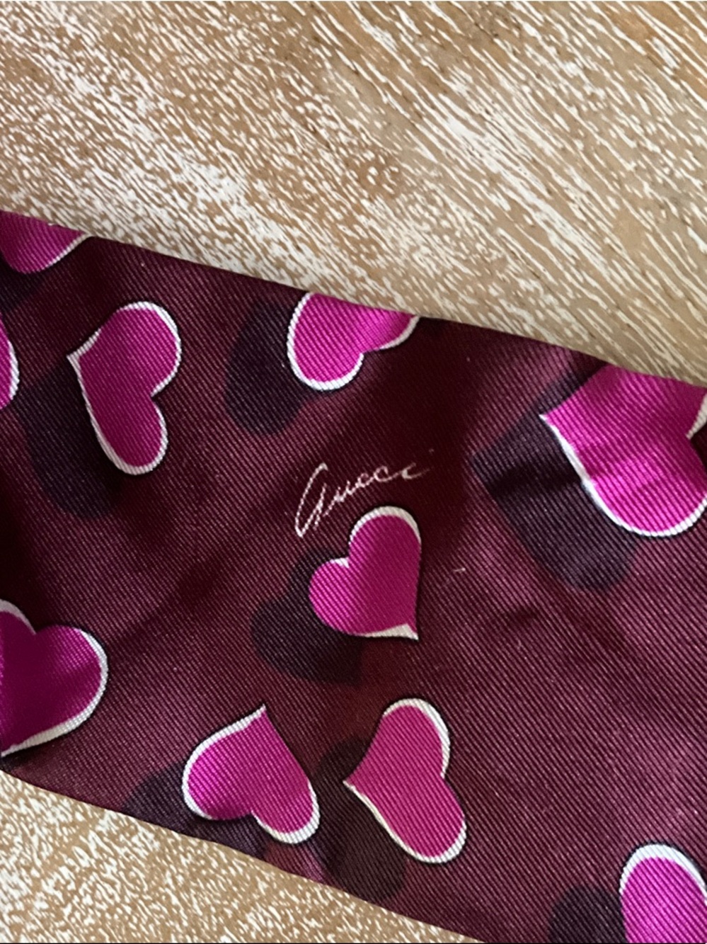 Gucci Burgundy and Pink Heart Wedge Sandals - Picture 4 of 9